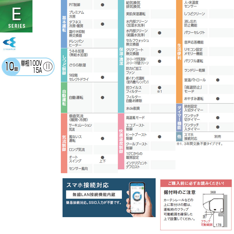 ルームエアコン[Eシリーズ][100V][10畳][2.8kW][2026年モデル][ホワイト]
