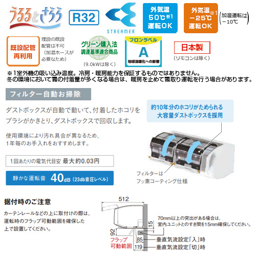 F28ZTRXS-W+R28ZRXS｜ダイキンルームエアコン[RXシリーズ][100V]