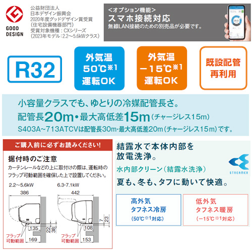 F403ATCS-W+R403ACS｜ダイキンルームエアコン[CXシリーズ][200V]