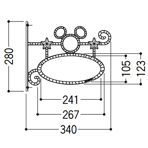 ●サイン ディズニー[ミッキーA型][ブラック][ディズニーファンクションポール取付]