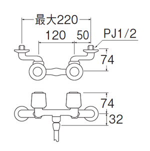 SK110-LH-13｜三栄水栓製作所浴室用蛇口 U-MIXシリーズ[壁][シャワー専用]