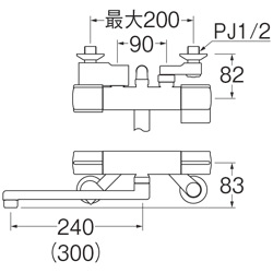 SK18C-S9L30(300)｜三栄水栓製作所浴室用蛇口[壁][浴槽・洗い場兼用]