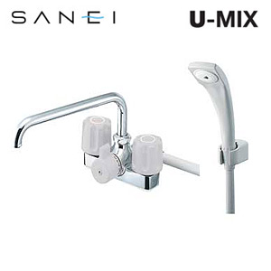 SANEI SK710 W-13 ツーバルブデッキシャワー混合栓 SANEI ツーバルブデッキシャワー混合栓(一時止水) SK71041R-W-13