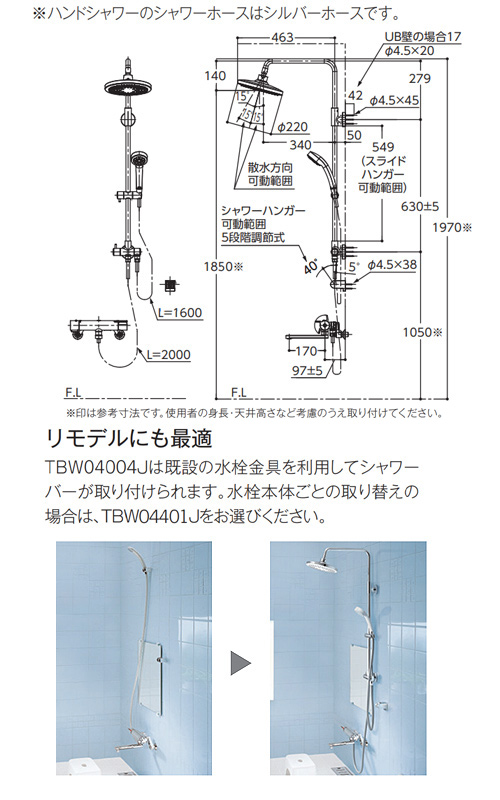 TBW04401J1 TOTO 壁付サーモスタット混合水栓 シャワーバー 送料無料