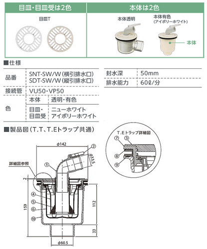 TP740-CW1+排水トラップ｜テクノテック洗濯機パンセット[740サイズ