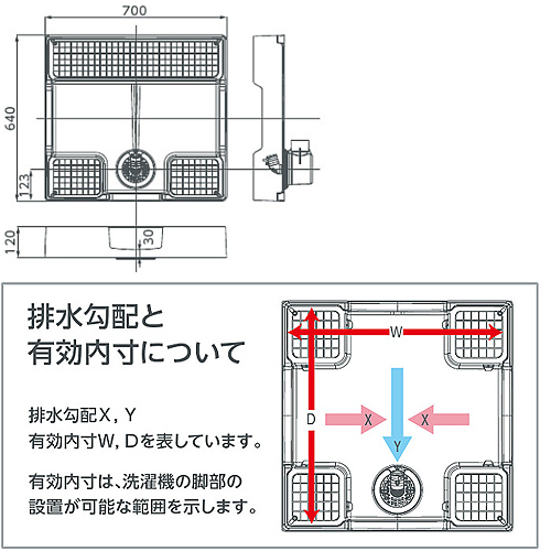 TPD700｜テクノテック洗濯機用防水パン[かさ上げ][イージーパン]