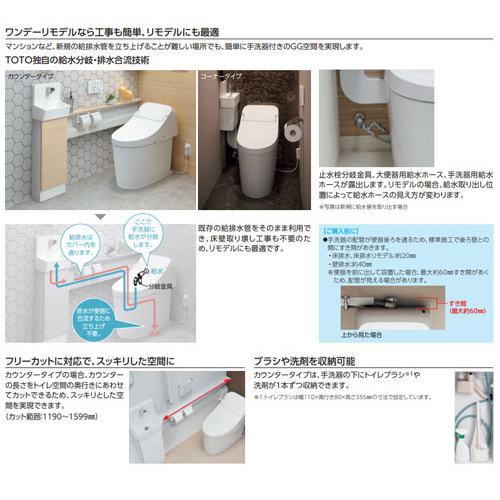 TOTO システムトイレ GG手洗器付ワンデーリモデル UWD4RM3LH