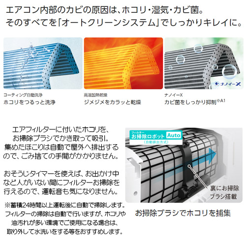 パナソニック 冷暖房エアコン CS-229CEX=W(6畳用) 自動お掃除機能付き