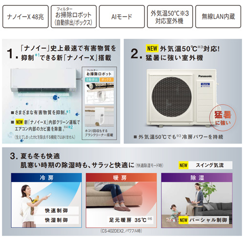 CS-632DEX2-W+CU-632DEX2｜パナソニック○ルームエアコン[EX