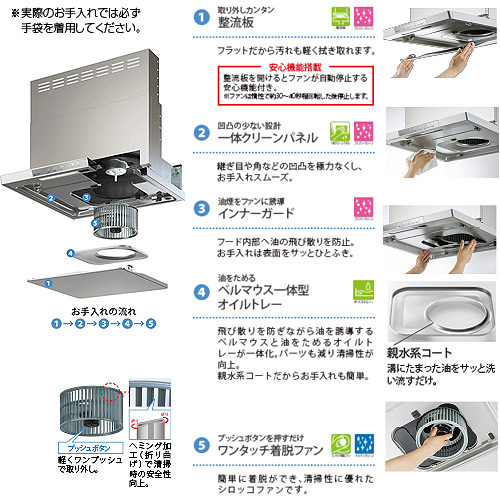 レンジフード[XGRシリーズ][ノンフィルタ・スリム型][幅75cm][ビルトインコンロ連動タイプ][シルバーメタリック]