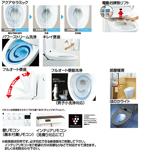シャワートイレ一体型便器 アステオ[AR7][床:排水芯200〜580mm][リトイレ][手洗い無し][ECO6][一般地][ピュアホワイト]