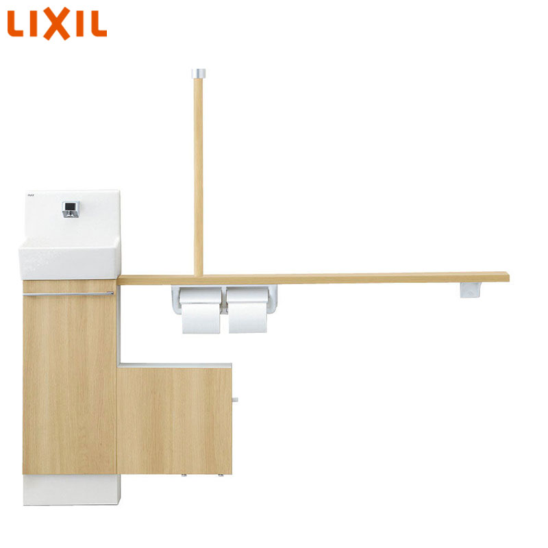 手洗キャビネット[コフレル][スリム][壁付][手すりカウンターサニタリーボックス付キャビネットタイプ][自動水栓][1500サイズ][床給水・床排水][一般地・寒冷地共用][左仕様]