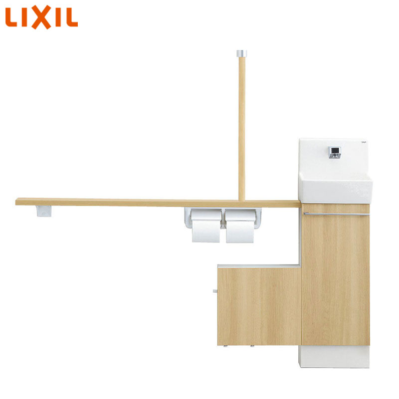 手洗キャビネット[コフレル][スリム][壁付][手すりカウンターサニタリーボックス付キャビネットタイプ][温水自動水栓][1500サイズ][床給水・床排水][一般地・寒冷地共用][右仕様]