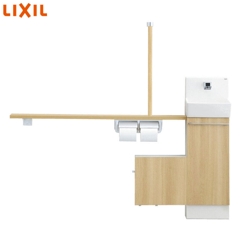 手洗キャビネット[コフレル][スリム][埋込][手すりカウンターサニタリーボックス付キャビネットタイプ][温水自動水栓][1500サイズ][床給水・床排水][一般地・寒冷地共用][右仕様]