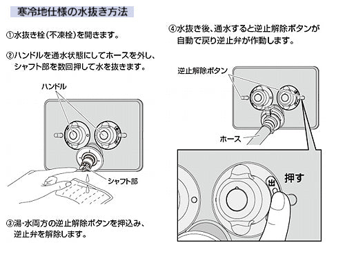 洗濯機用蛇口[壁][2ハンドル混合水栓][洗濯機用混合栓][天井配管用][寒冷地]