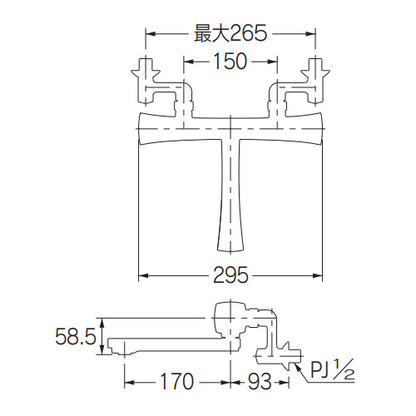 浴室用蛇口 RATONA[壁][浴槽・洗い場兼用][2ハンドルシャワーバス混合水栓][スパウト170mm][一般地][マットブラック]
