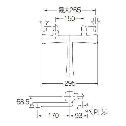 浴室用蛇口 RATONA[壁][浴槽・洗い場兼用][2ハンドルシャワーバス混合水栓][スパウト170mm][一般地]