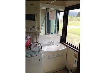 洗面化粧台交換工事　富山県南砺市　GQM75KS+GQM75K3SMK