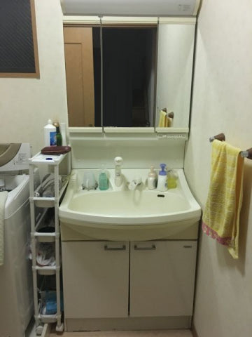 洗面化粧台交換工事　愛知県名古屋市守山区　GQM75KSCW-GQM75K3SMK