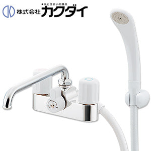 浴室用蛇口[台][浴槽・洗い場兼用][デッキ形][2ハンドルシャワーバス混合水栓][湯水芯102mm][スパウト220mm][一般地]