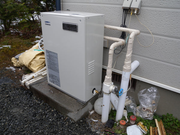 石油給湯器交換え工事・給水・給湯・おいだき配管逆配管工事・電熱ヒーター交換え・プロテカバー取付費　岩手県一関市　UKB-NX460AP-MD