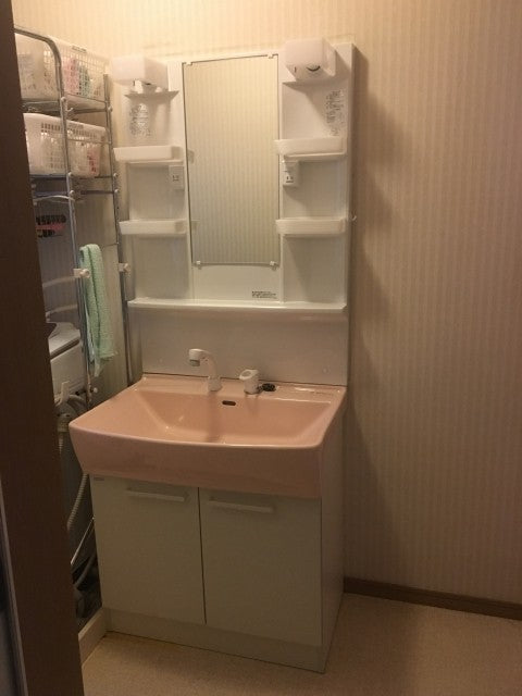 洗面化粧台交換工事　東京都江戸川区　LSAB-70A-LSAM-7VS-P