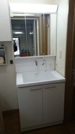 洗面化粧台交換工事　東京都東村山市　LDSWB075CAGEN1-A
