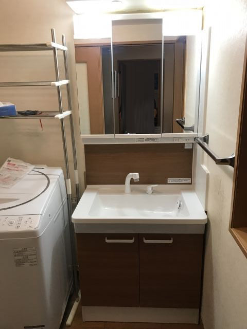 洗面化粧台交換工事　東京都国分寺市　LDPL075BAGE-set1-D