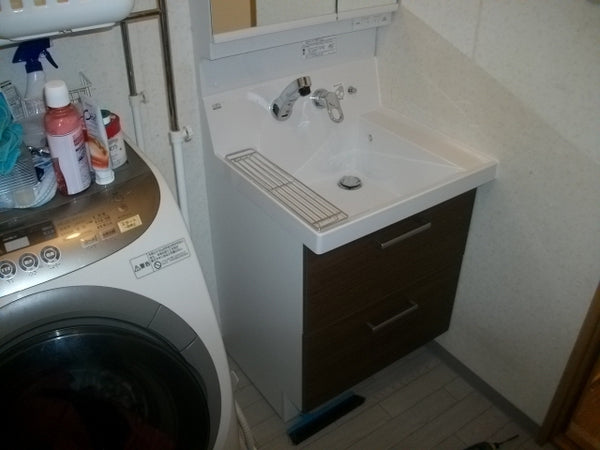 トイレ交換・床CF/巾木交換え及び洗面化粧台取り替え工事　京都府京都市上京区　CS220B-SH221BAS-W