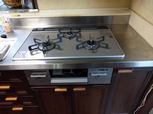 ビルトインガスコンロ レンジフード交換工事　茨城県笠間市　BDE-3HL-AP9017BK