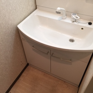 洗面化粧台交換・止水栓交換（搬入・運搬含む）　東京都中野区　GQM75KSCW-GQM75K1SMK