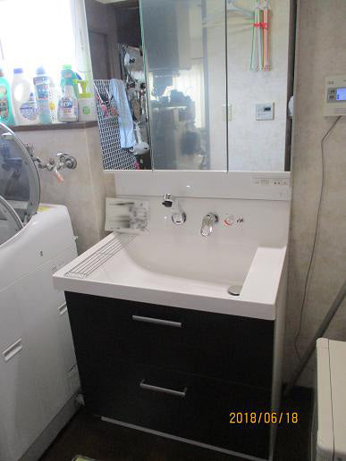洗面化粧台交換工事　長野県松本市　AR2FH-755SYN-LD2H