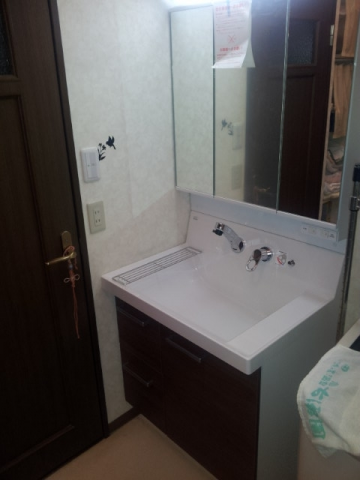 洗面化粧台交換工事/止水栓交換え共　大阪府大阪市旭区　00003