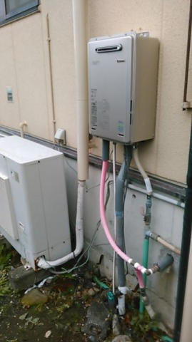 ガス給湯器交換工事　静岡県榛原郡吉田町　RUX-E2406W-set-LPG