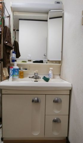 洗面化粧台交換工事　富山県富山市　GC-755EB-HW - Before