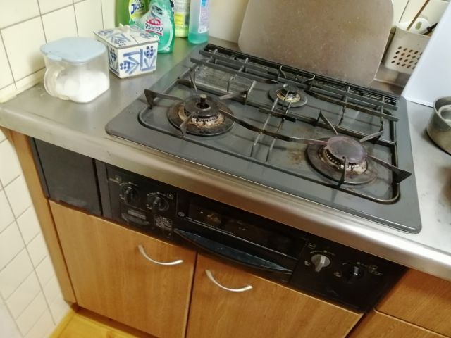 ビルトインガスコンロ交換工事　栃木県那須郡那須町　RHS31W23L7RSTW-LPG - Before