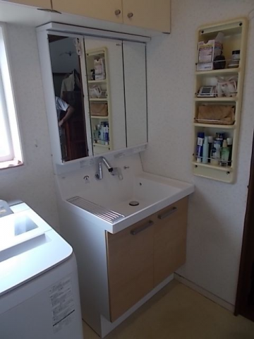 洗面化粧台交換工事　愛媛県松山市　AR3N-755SY-U-LP2H