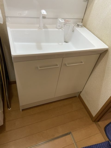 洗面化粧台交換工事　千葉県野田市　PV1N-755SY-set1