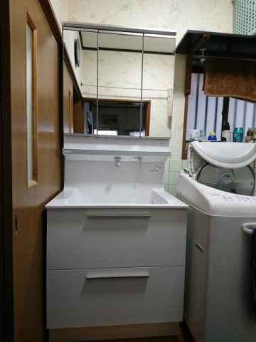 洗面化粧台交換工事　千葉県銚子市　LDSFB075BCGDN1-set1-A - After