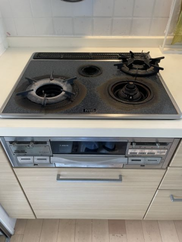 ビルトインガスコンロ レンジフード交換工事　福岡県福岡市東区　N3S12PWASYWHE-13A - Before