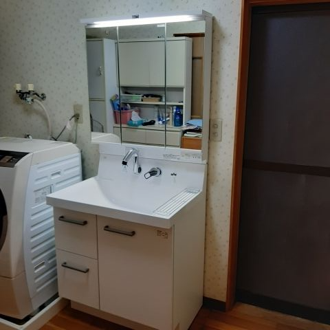 洗面化粧台交換工事　高知県香南市　AR3H-755SY-set3-YS2H
