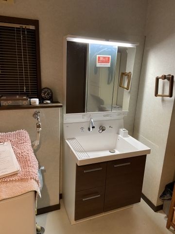 洗面化粧台交換工事　佐賀県小城市　AR3H-755SY-set3-LM2H
