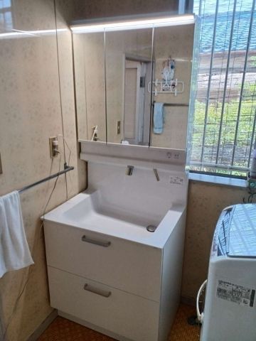 洗面化粧台交換工事　埼玉県熊谷市　LDSFS075BQGDN1-set1-A