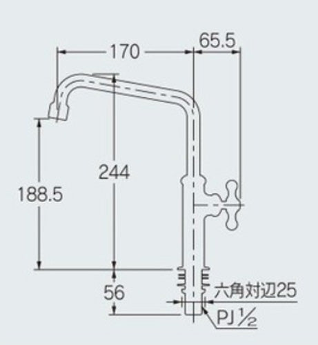 一般用蛇口[台][泡沫立形自在水栓][首長170mm][取付穴径：φ22～27][一般地寒冷地共用]