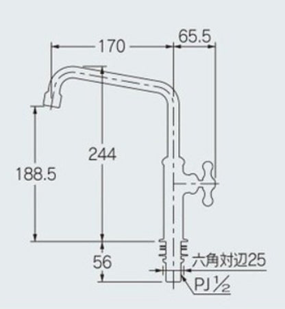一般用蛇口[台][泡沫立形自在水栓][首長170mm][取付穴径：φ22～27][一般地寒冷地共用]
