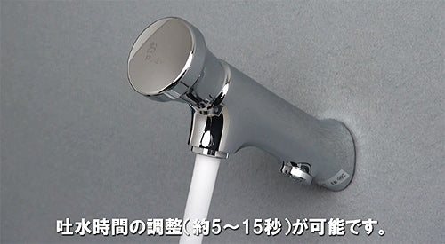 洗面用蛇口[壁][単水栓][自閉横水栓][スパウト117mm][吐水口高さ18.5mm][一般地]
