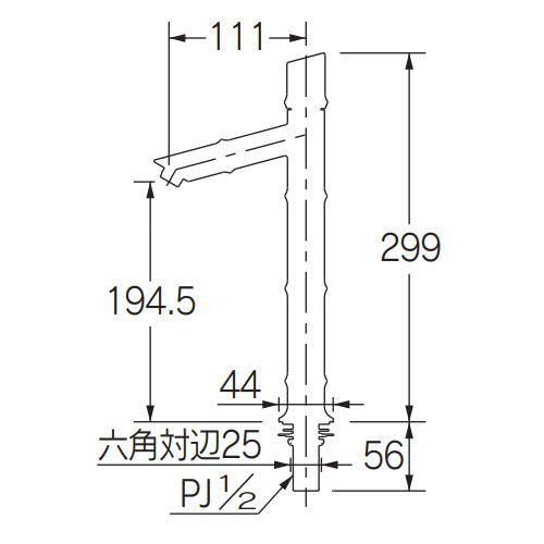 洗面用蛇口 竹里[台][単水栓][スパウト111mm][吐水口高さ196mm][枯竹][一般地]