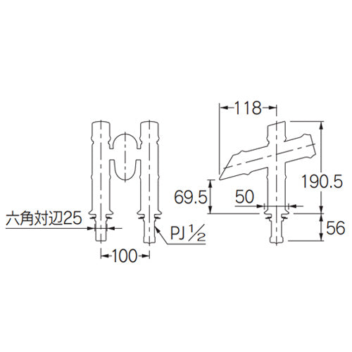 洗面用蛇口 竹里[台][単水栓][ツーホール][スパウト118mm][吐水口高さ70mm][枯竹][一般地]