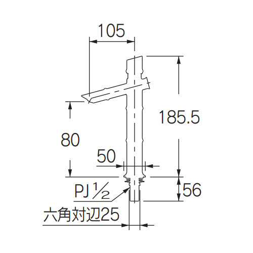 洗面用蛇口 竹里[台][単水栓][自閉立水栓][スパウト105mm][吐水口高さ80mm][若竹][一般地]