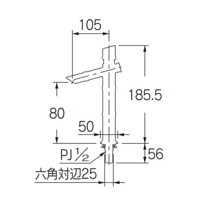 洗面用蛇口 竹里[台][単水栓][自閉立水栓][スパウト105mm][吐水口高さ80mm][若竹][一般地]